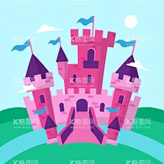 城堡  - 源文件下载【酷图网】城堡,童话,卡通,手绘,插图,建筑,童话城堡,梦幻城堡