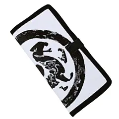 艾洛 瓦当 白潮涂鸦 复古钱包长款两折创意男士帆布手绘钱包男生
