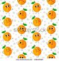 Apricots, vector seamless pattern with cute fruit characters on dotted background