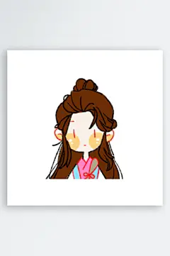 手绘古装女孩头像插画-众图网