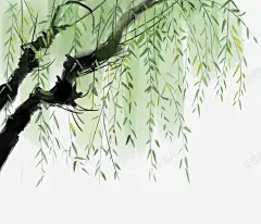 中国画水墨插画夏日柳树垂柳 免费下载 页面网页 平面电商 创意素材