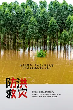 创意全国防灾减灾日抗洪安全公益广告海报