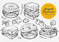 百吉饼手绘图形元素的节日邀请装饰图案纹理素材Bagels And Paninis Hand Drawn Graphic-设计口袋