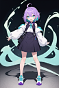 00843-3654583580-(masterpiece, best quality, high quality, highres, ultra-detailed),1girl,purple hair,braided bangs,short hair,aqua eyes,standing