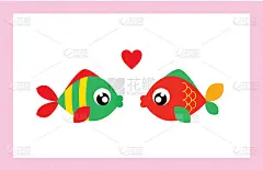 情人节婚礼贺卡与鱼夫妇向量