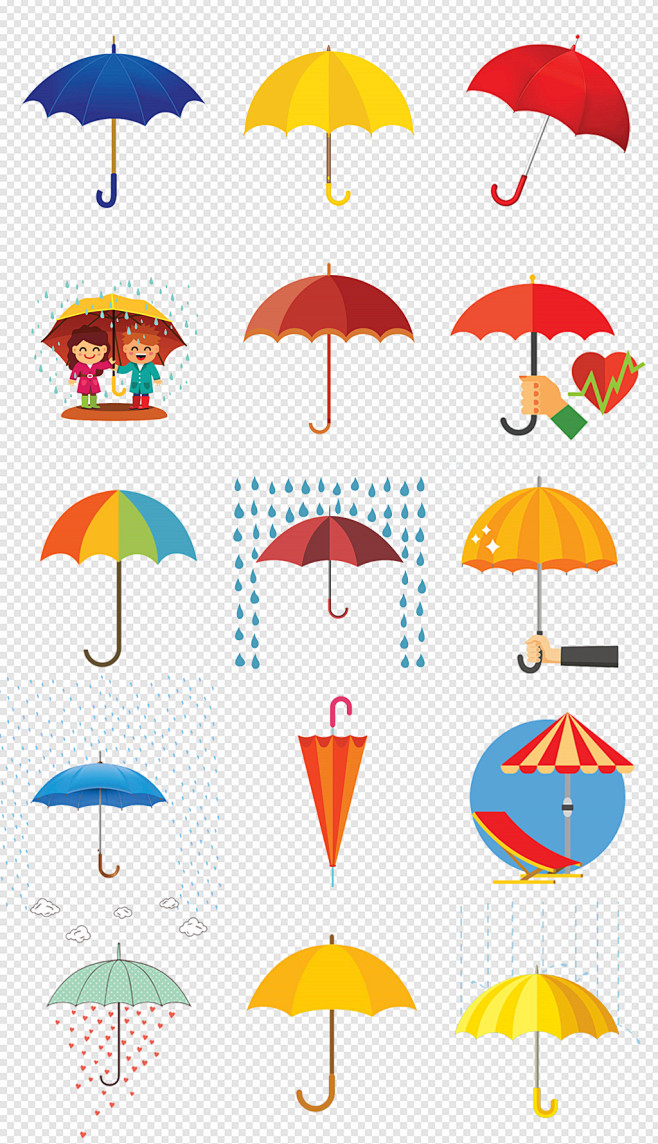 手绘卡通雨伞保护伞遮阳伞png免扣素材