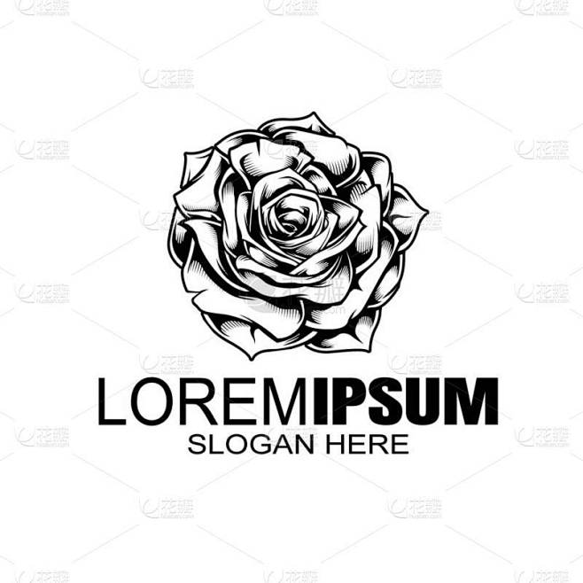 玫瑰矢量 logo 设计模板，最小的花瓣美容图标，沙龙花卉抽象符号，矢量图