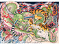 Tiger vs Dragon UKIYO-E : An illustration of Tiger vs Dragon was completed.It took effort with a conventional Artwork most. 