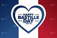 巴士底日快乐。法国国庆节。7月14日。节日的概念。模板的背景，旗帜，卡片，海报与文字题词。向量EPS