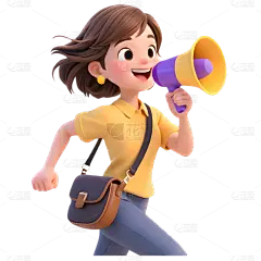 促销系列3D人物手持喇叭元素
