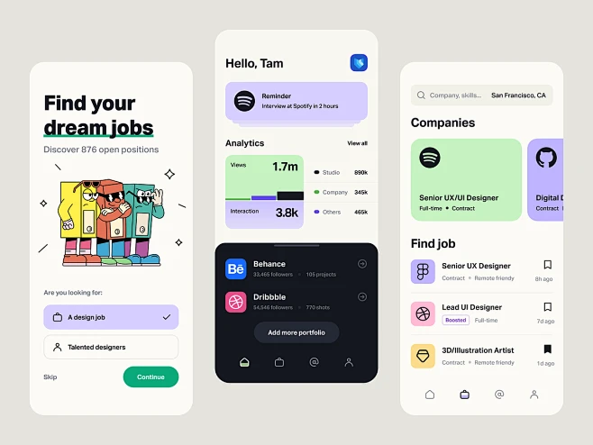 Hiring Platform – Mobile App behance branding chart clean company ...