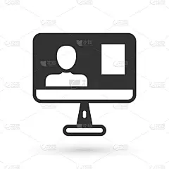 灰色在线类图标隔离在白色背景上。在线教育的概念。向量