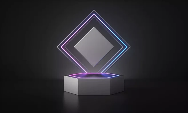 带有科技感的银色金属产品展示台图片下载