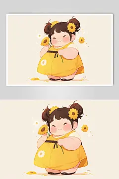 AI数字艺术夏季夏天向日葵人物插画-众图网