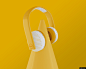 黄色耳机背景设计素材