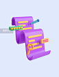 3D立体紫色C4D消费清单商务办公账单信息数据填写表单图片_潮国创意