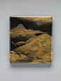 Box for Inkstone and Writing Implements (Suzuri-bako) with Geese against Mount Fuji in Moonlight and (inner lid) with Plovers by the Seashore | Japan | Edo period (1615–1868) | Black lacquer ground with gold and silver maki-e