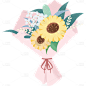 植物花卉向日葵花束插画贴纸