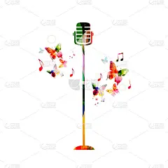 音乐彩色背景与麦克风