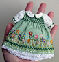 Tiny Dress with Smocking & Embroidery details. #embroidery:  #DIY# #布艺# #手工#