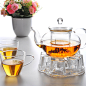 玻璃花草茶具 耐热茶壶 