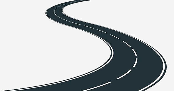 手绘灰色弯道公路高清素材 道路 设计图片...