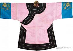 民族服饰 - 汉族 - 粉竹纹提花绸镶黑缎边挽袖口盘金绣大袄