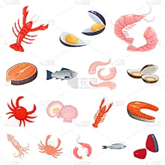海洋,食品,品牌名称,红色,可爱的,清新,华贵,设计,布置,收集