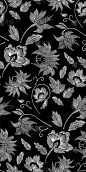 花卉无缝的背景图案与幻想的花和叶线艺术。刺绣花朵。矢量插图。