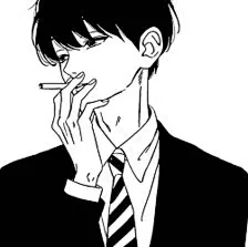 二次元男生头像☆动漫☆黑白☆吸烟