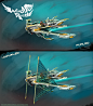 WindRush - Avian Aeronautics Airskiff, Justin Sanders : This is a final rendering of an Airskiff for the Avian Aeronautics corporation in WindRush, an online racing game. Avian Aeronautics is a corporation composed mostly of birdmen that have mastered avi