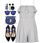 A fashion look from April 2016 featuring flounce romper, ballerina flats and blue handbags. Browse and shop related looks.