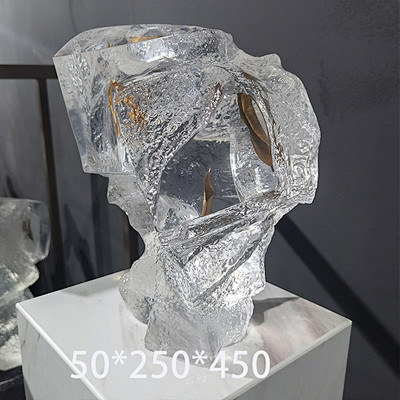 进口透明铂晶树脂雕塑太湖石摆件水晶玻璃装...