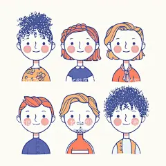 卡通人物头像  - 源文件下载【酷图网】卡通人物头像,简约头像,简笔画,卡通,人物形象,可爱,简约大方,男生女生,