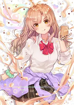 二次元奶茶少女壁纸图包原画插画素材P站同人图合集 – ACG图包网