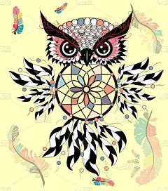 华丽的,符号,图腾柱,灵性,动物手,传统,梦符咒,绘制,复古