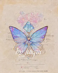 AI绘画|粉蓝蝶 : 今天的随机掉落 生成软件：midjourney #今日快乐今日发 #笔记灵感  #AI插画  #midjourney  #我和AI有画说  #Ai绘画  #ai  #蝴蝶