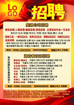 招聘海报  - 源文件下载【酷图网】餐饮公司招聘,集团公司招聘,单位招聘,部站招聘,招聘海报,红色招聘海报,