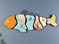 鲤鱼墙面饰品木制海洋生物挂钩壁挂儿童房装饰卡通背景挂件木壁饰-淘宝网