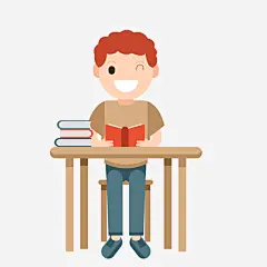 卡通认真读书小男孩免抠素材_新图网 https://ixintu.com 卡通人物 学习人物 小男孩 背景装饰 课桌