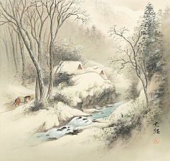 一半青山一半绿水采集到插画---水墨系风光