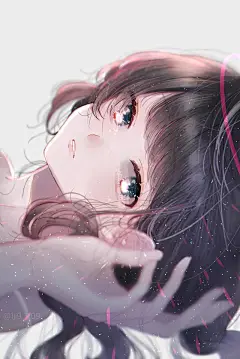 眼睛中有银河的青春少女插画