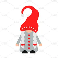 可爱的女孩侏儒为圣诞节或情人节孤立白色。斯堪的纳维亚北欧卡通人物。矢量模板横幅，海报，贺卡，t恤等