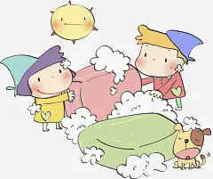 打扫卫生的孩子高清素材 勤劳的 卡通 可爱的 大扫除 帽子 手绘 灰尘 免抠png 设计图片 免费下载