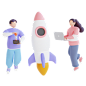 Premium Startup team working on project 3D Illustration download in PNG, OBJ or Blend format