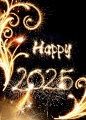 烟花绽放的2025年新年快乐烟花棒图片下载