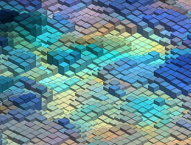 色块积木地形图方块立方体抽象三维背景海报...