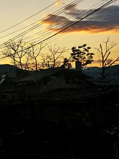金灿灿美不胜收的日落景色