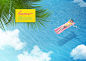 海滨度假 热带植物 浮床美女 夏日主题海报设计PSD_UI设计_Web界面