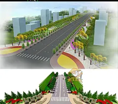 城市乡村郊野道路高速公路十字路口立交桥匝道绿化带景观SU模型库-tmall.com锟斤拷猫